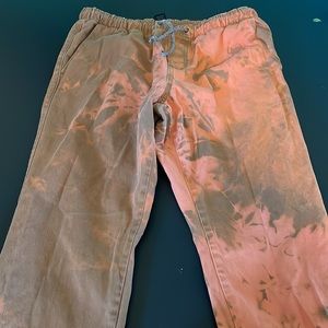 FW Free World Tan Peach Tie-Dye Drawstring Waist Cargo-Style Remy Jogger XL